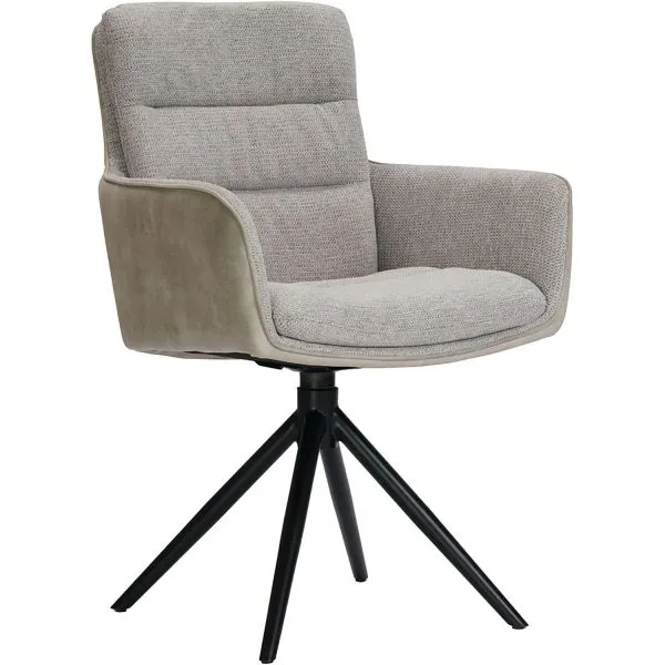 Eetkamerstoel Letta draaibaar velvet lichtgrijs