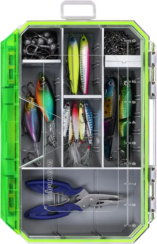 Ghosthor Fishing Tackle Box, Waterproof 3600 and 3700 Tackle Trays, Plastic Tackle Box Organizer with Removable Dividers, Storage Lure Box and Terminal Tackle Storage