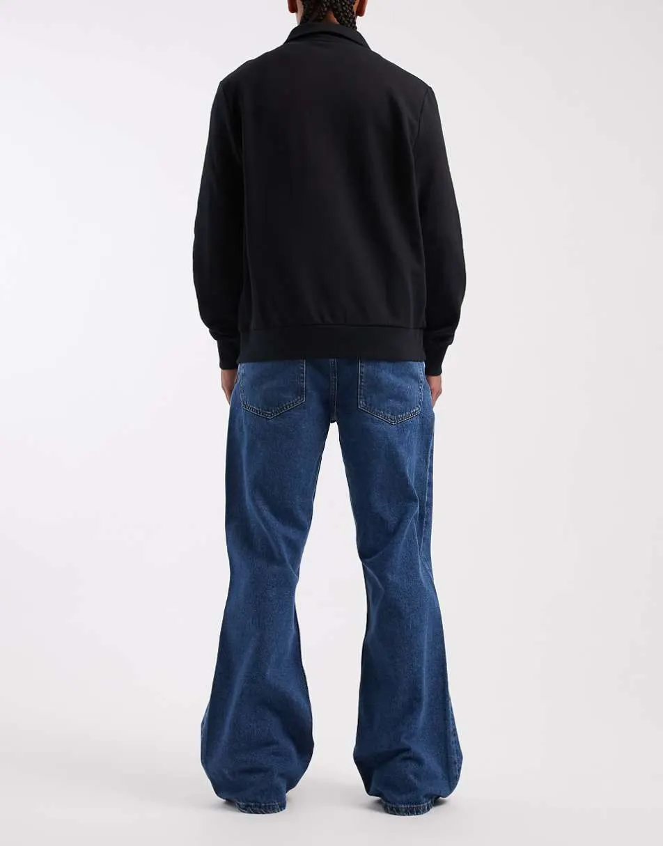 ASOS DESIGN wide flare jeans in dark wash blue