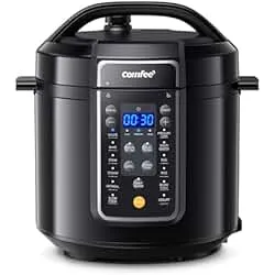 COMFEE’ 9-in-1 Electric Pressure Cooker, 14 Presets Instant Multi Slow Cooker Olla de Presion Non-Stick Pot Rice , Yogurt Maker, Sauté Steamer, Black , 6 Quarts