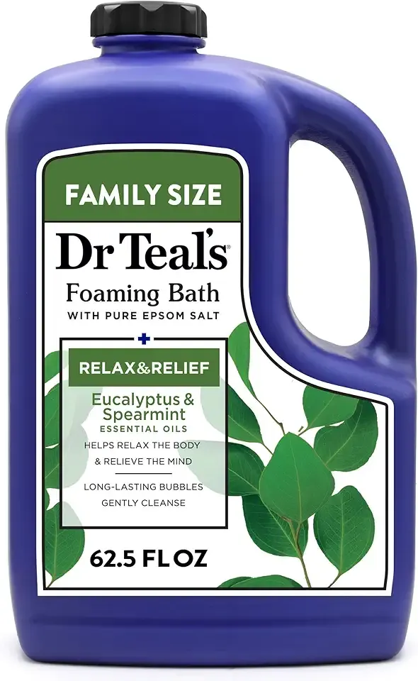 Dr Teal's Foaming Bath with Pure Epsom Salt, Relax & Relief with Eucalyptus & Spearmint, 62.5 fl oz