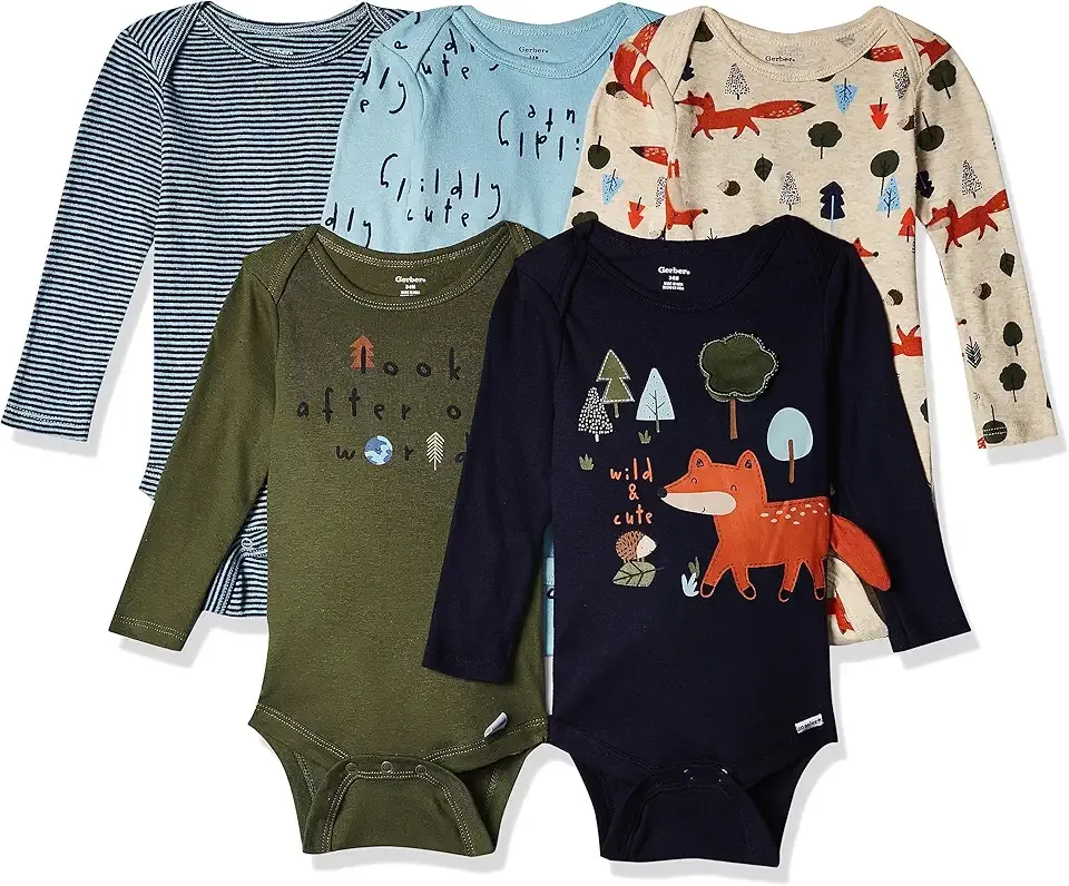Baby Boys' 5-Pack Long-Sleeve Onesies Bodysuit