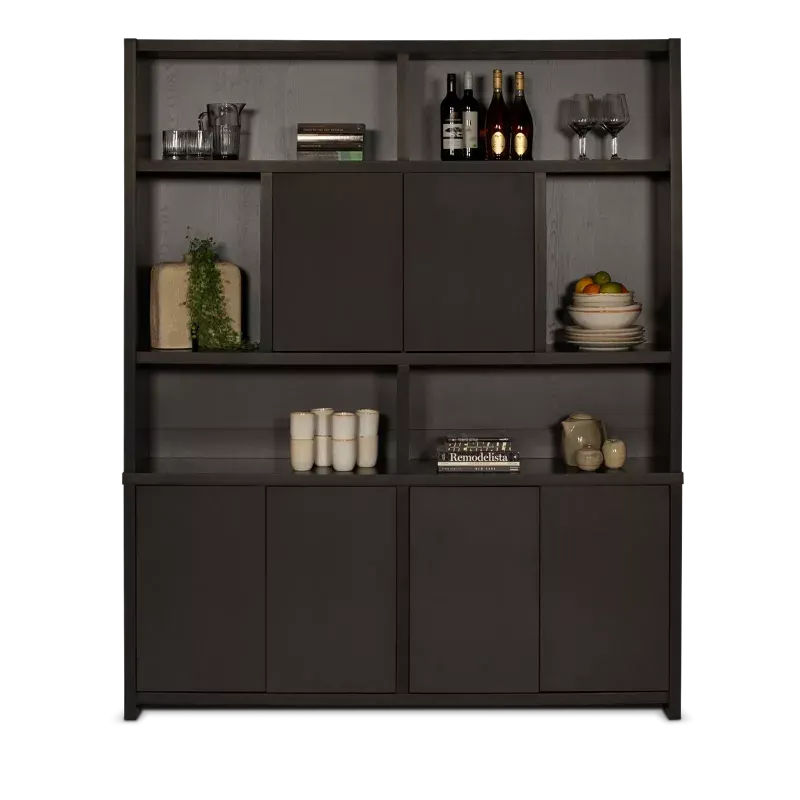 Wandkast 180 cm - Monza - 6 deuren - Zwart