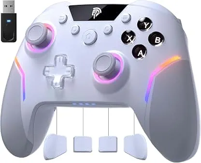 EasySMX X20 Gaming Controller for PC, Steam Deck, Switch 1/2, Android, iOS | 1000Hz Polling Rate, 2-Stage Hall Effect Sticks, 6-Axis Gyro, Mech Buttons, RGB, White EasySMX X20 Gaming Controller for PC, Steam Dec…