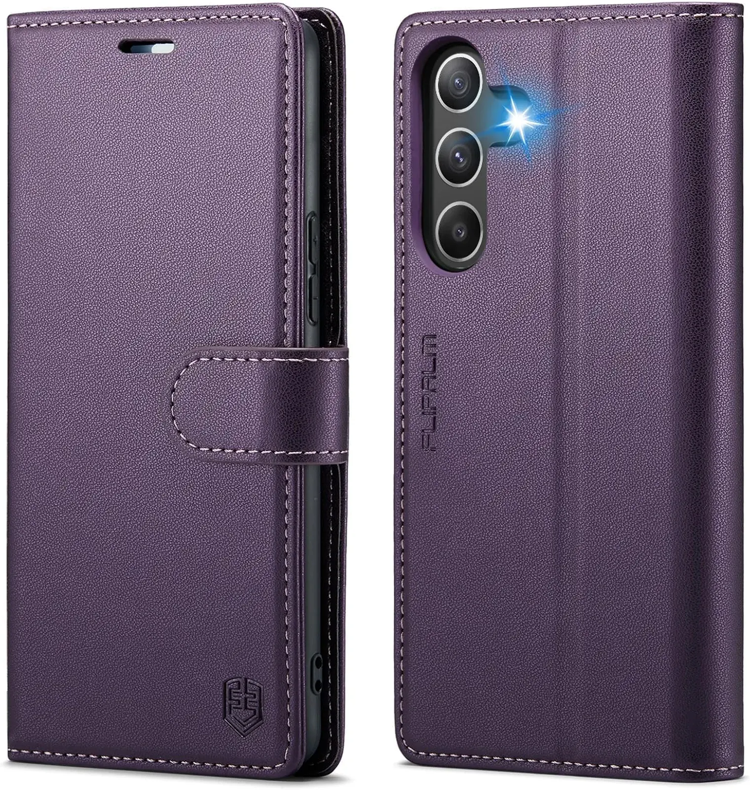 Wallet Case for Samsung Galaxy A17 5G, RFID Blocking Credit Card Holder, PU Leather Folio Flip Kickstand Protective Shockproof Cover for Galaxy A17 5G (Purple)