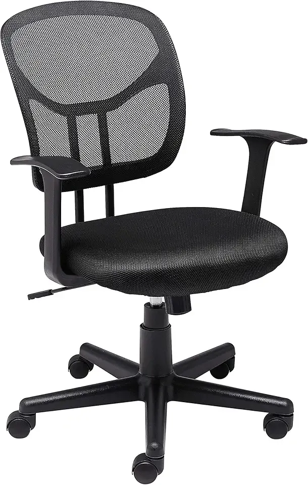 Amazon Basics Breathable Mesh Mid-Back Office Desk Chair with Armrests, Lumbar Support, 360-Degree Swivel, Adjustable-Height, Black
