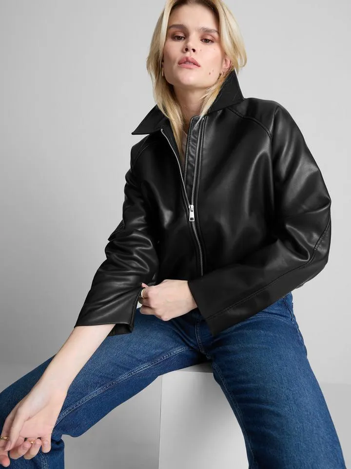 Blouson bomber décontracté en simili cuir