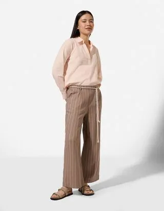 Pantaloni culotte - Effetto lino - marrone