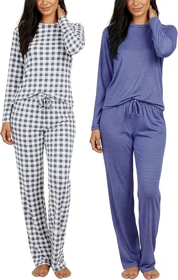 2 Pack: Women's Comfy Pajama Sets - Short & Long Sleeve Ladies Loungewear Sleepwear PJs (Available In Plus)