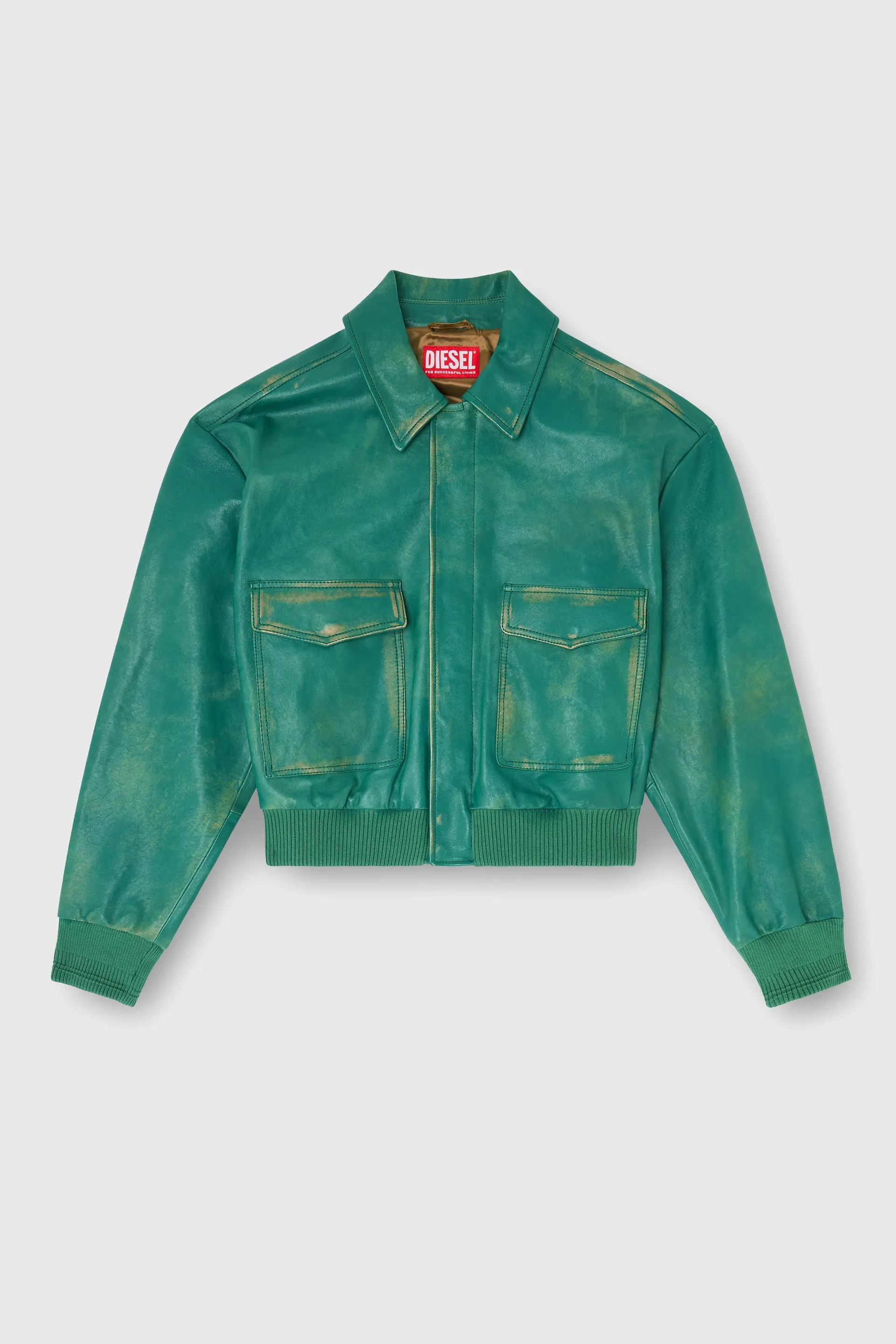 Aviator jacket in treated leather