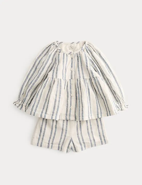 2-tlg. Outfit (Oberteil und Hose) aus reiner Baumwolle (0–5 J.)