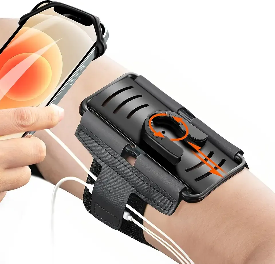 Cell Phone Running Armband - Detachable & 360° Rotatable Universal Cellphone Arm Band for iPhone 17 16 15 14 13 Pro Max Plus Samsung Galaxy Note S24 S23 for Workout Exercising Walking Jogging