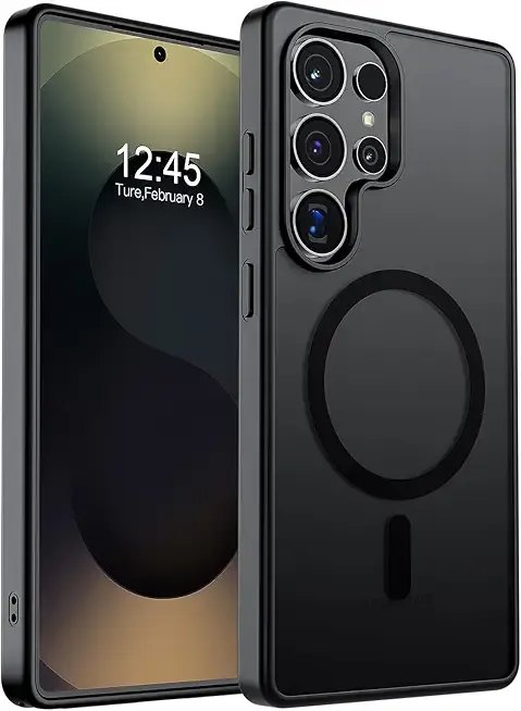 SUPFINE Magnetic for Samsung Galaxy S25 Ultra Case(Compatible with MagSafe) (Military Grade Drop Protection) Slim Translucent Shockproof Phone Case,Black