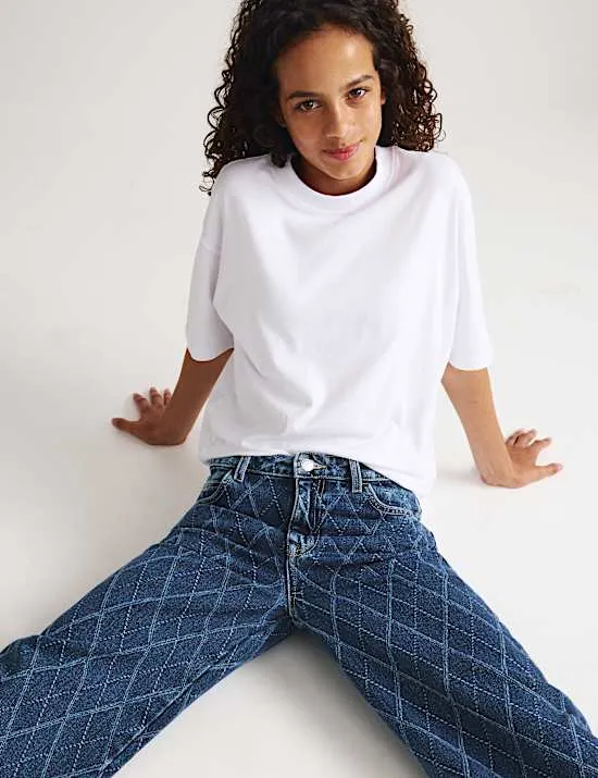 Denim Jacquard Wide Leg Jeans (6-16 Yrs)