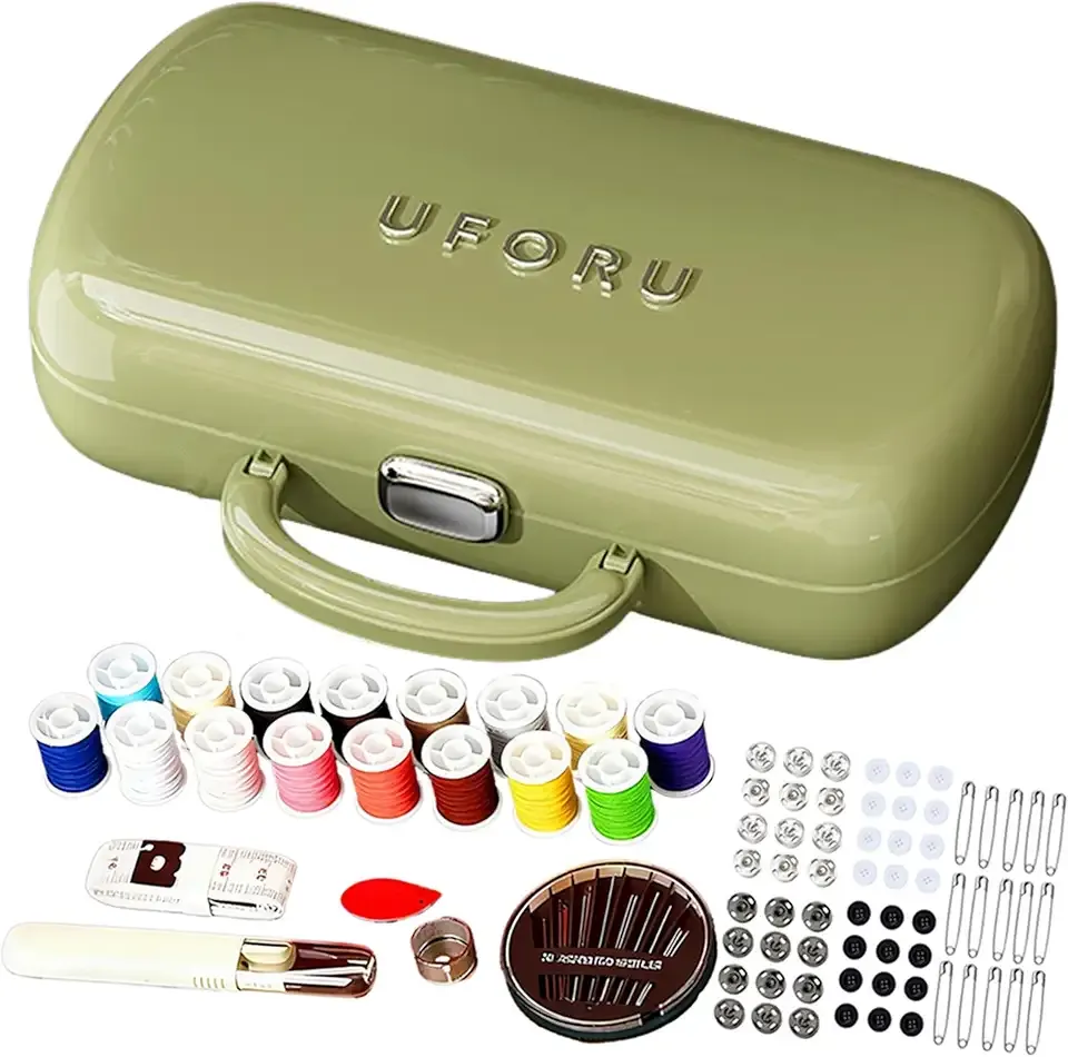 Used Green Sewing Project Kit, Travel Family Sewing Supplies Repair Kit Portable Small Traveler Sewing Kit Sewing Thread Accessories DIY Sewing Supplies Organizer (Used Green)