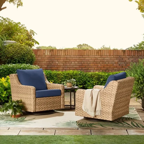 Best seller, Better Homes & Gardens River Oaks Outdoor Swivel Gliders Steel Frame Navy 2 Piece Set Weatherproof Outdoor