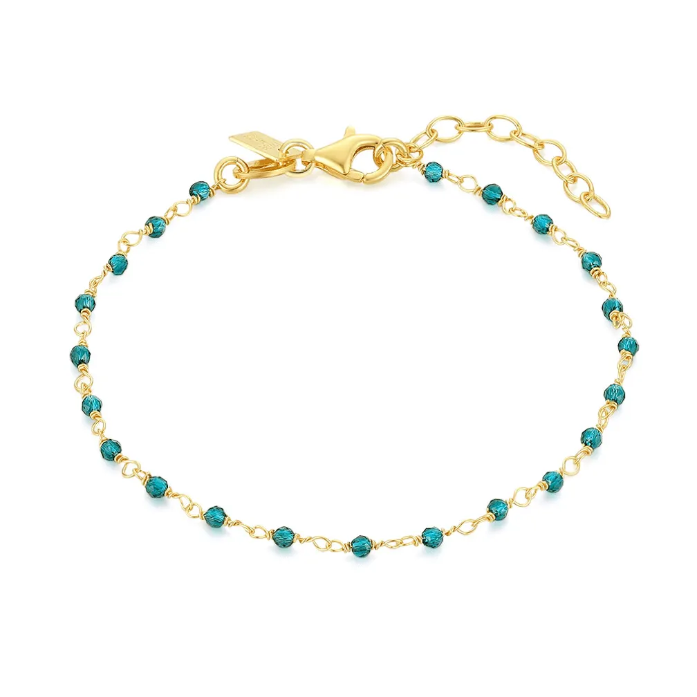 Armband in 18kt verguld zilver, turquoise steentjes