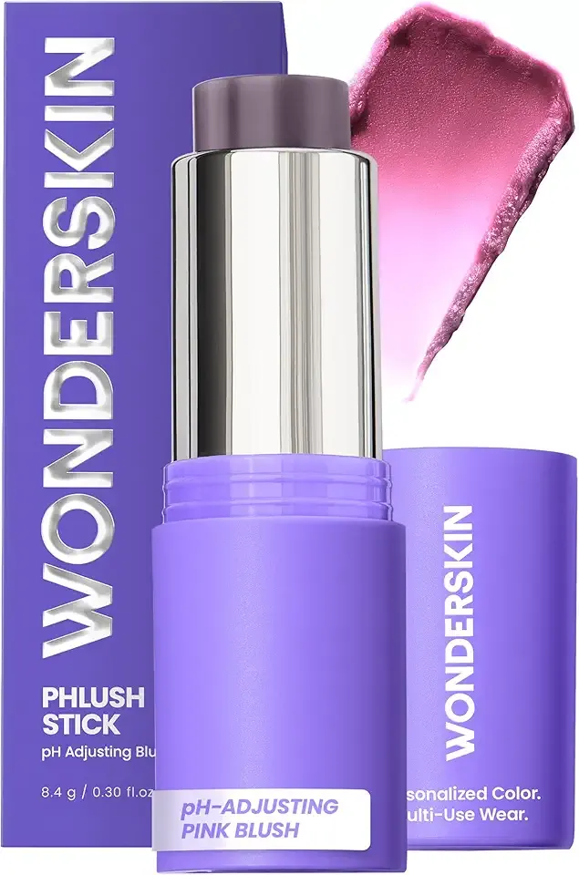 Wonderskin Cream Blush Stick pH-Activated - pHlush Stick Multi-Use, Cream Tint for Cheeks and Lips, Cooling Nourishing Color-Adjusting Makeup