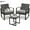 Patio Furniture Set Lofka 3 Pieces Outdoor Rocking Chairs Set with Glass Coffee Table for Garden, Bistro, Porch, Balcony, Backyard, Gray Cushion
