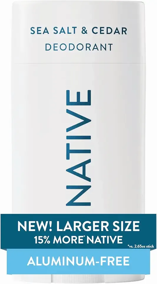 Native Aluminum Free Deodorant, Sea Salt & Cedar, Large Size Stick, 72 Hour Odor Control, for Women & Men, Contains Naturally Derived Ingredients, 3.1 oz