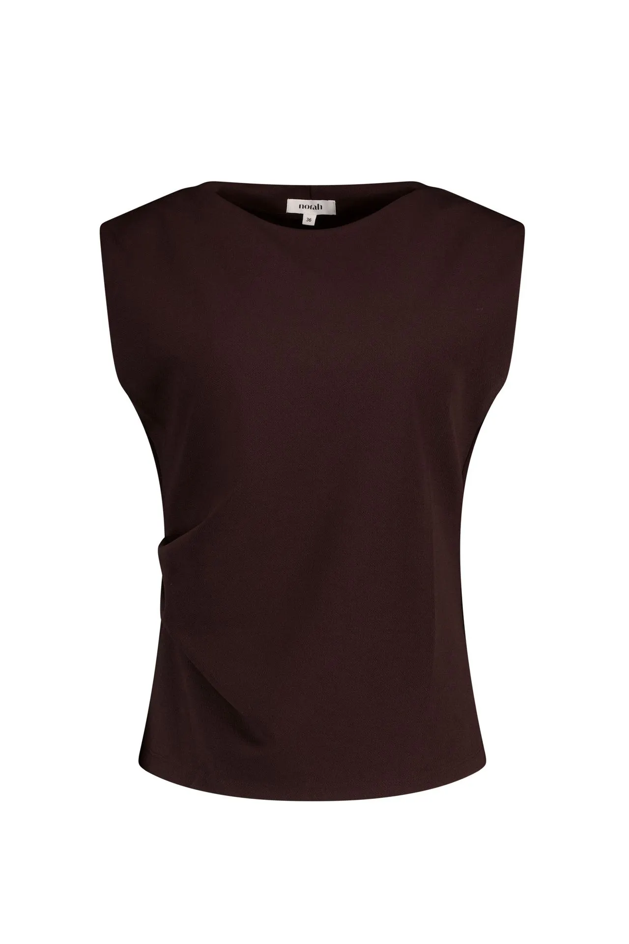 Bruine mouwloze top met plooidetail