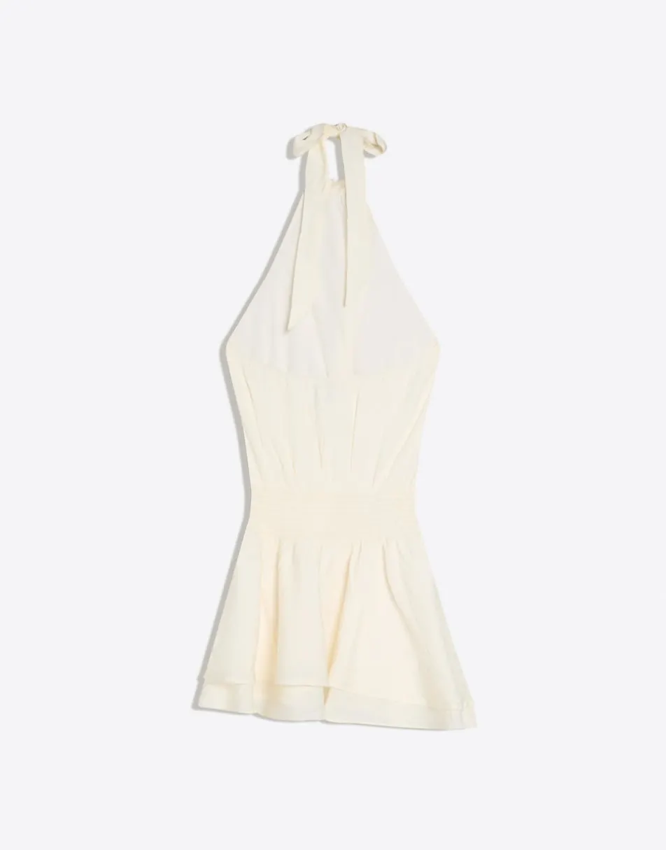 Bershka Mini polka dot dress in ecru