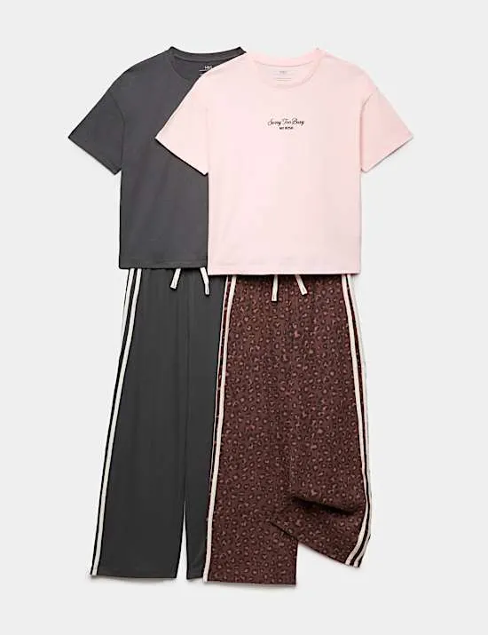2 Pack Pure Cotton Pyjama Sets (6-16 Yrs)