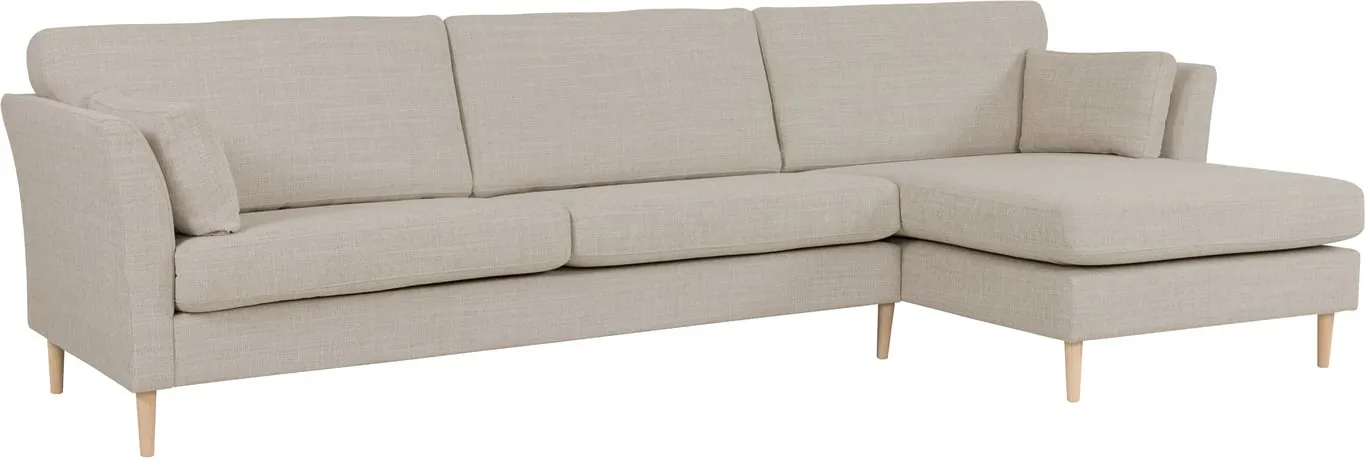 Sone høy sofa m/sjeselong Modulsofa. 3 seter + sjeselong, armlene W5 i stoff 228 /01 Oslo natur