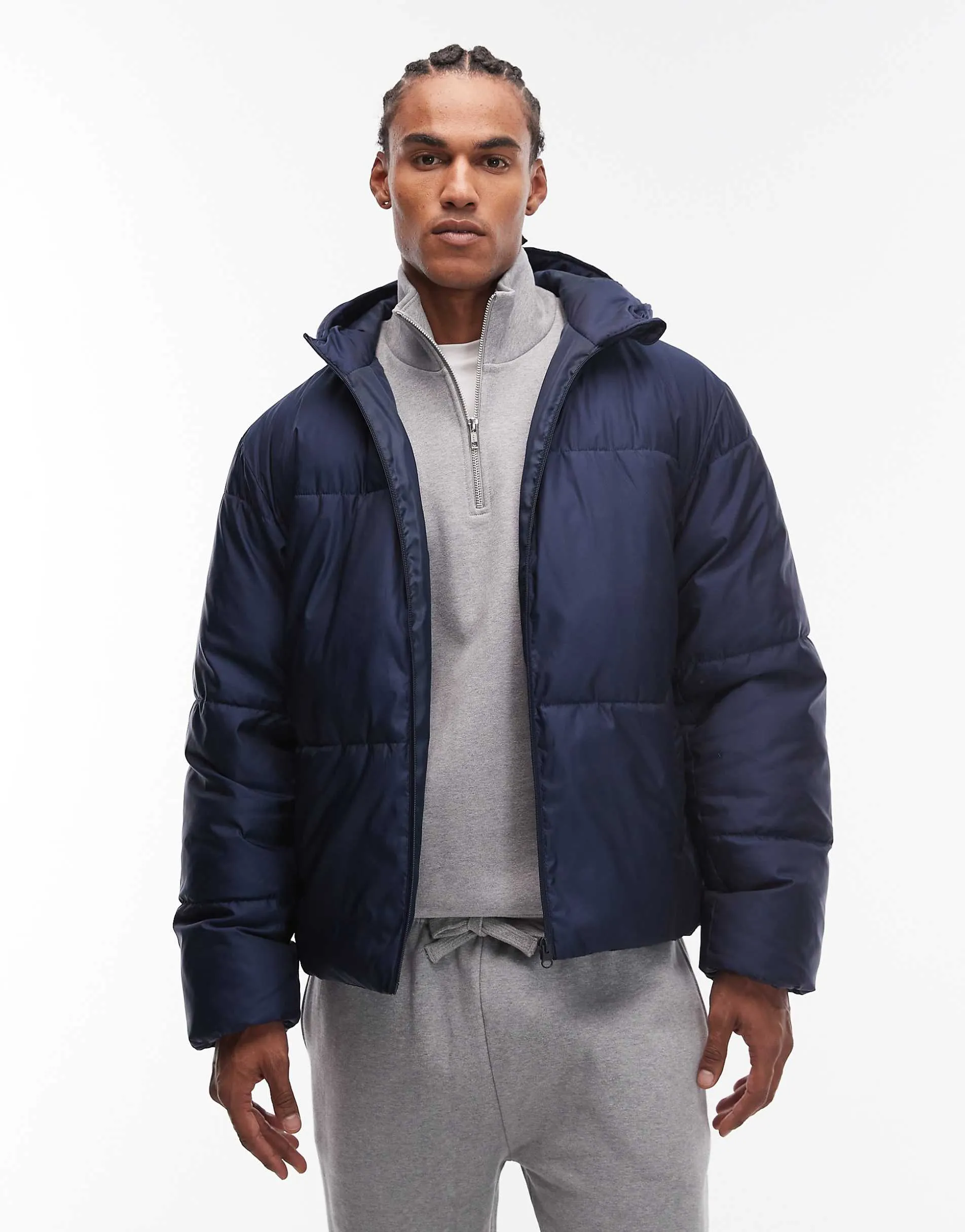 ASOS DESIGN peakMAX™ puffer jacket in navy