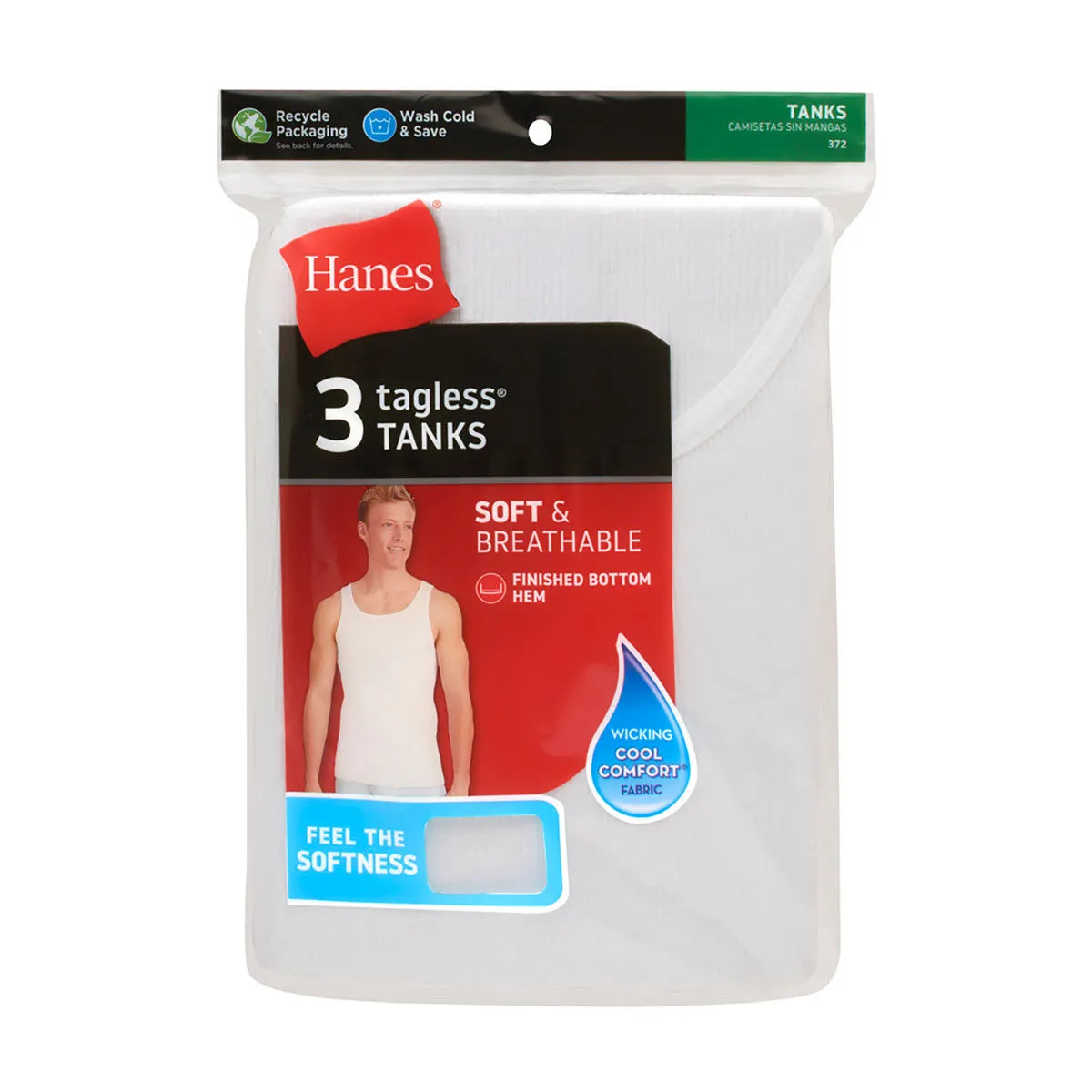 Hanes Men's Tagless Tanks, Ribbed White Tank Top Undershirts, Small, 3 pk