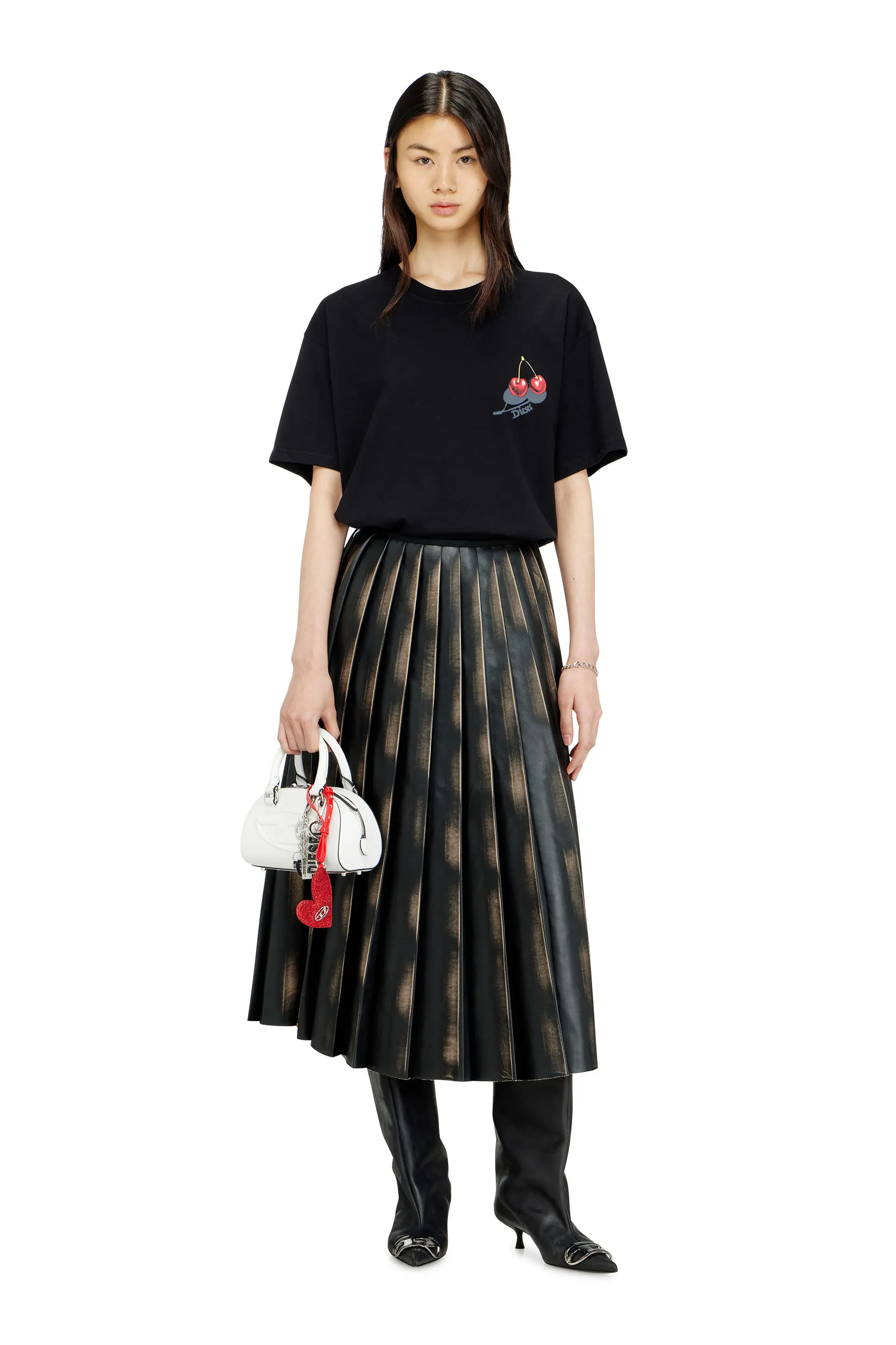 Cotton T-shirt with cherry graphic