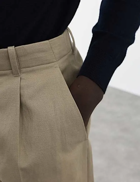 Palazzo-Hose mit weitem Bein, hohem Lyocell-Anteil und Bundfalte vorne