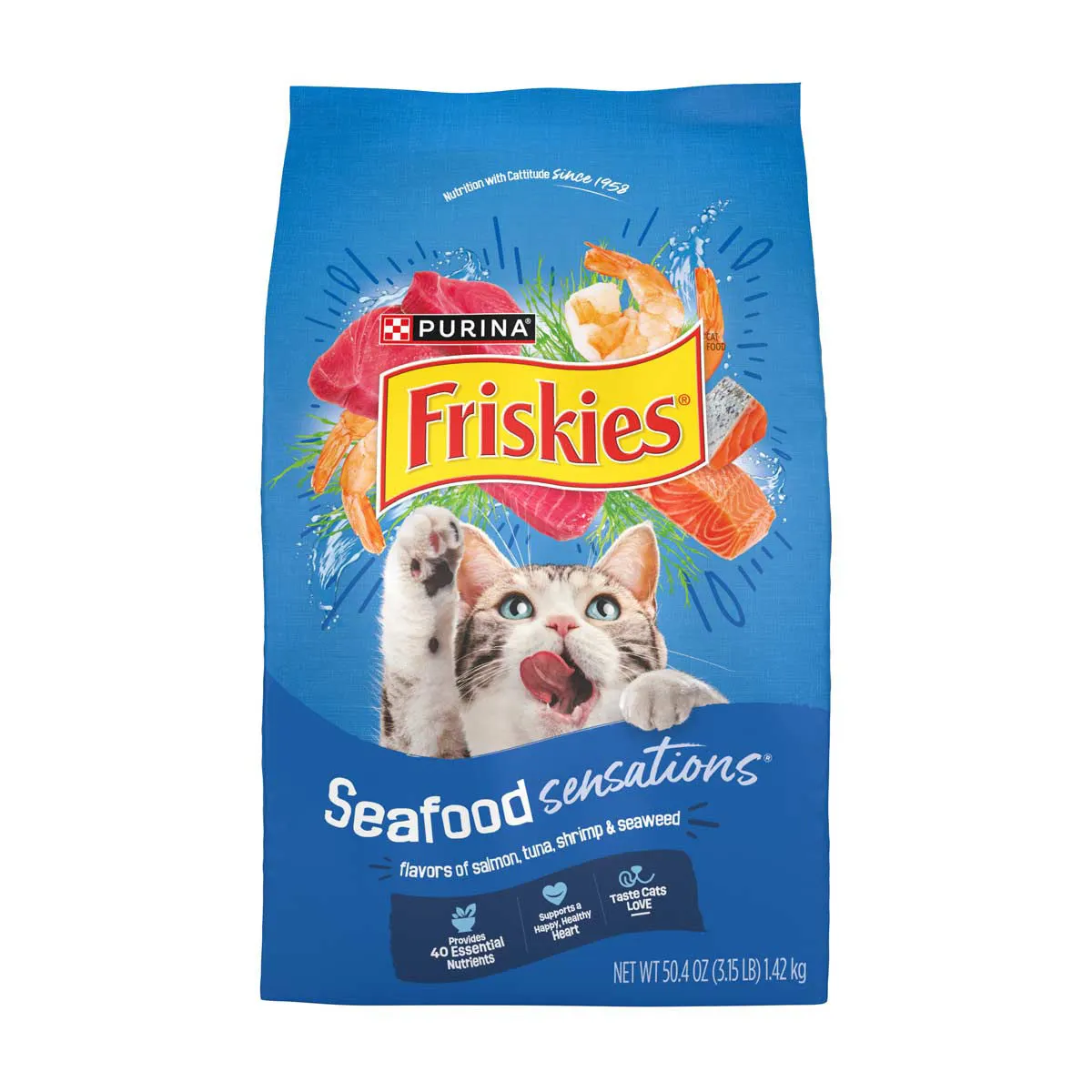 Purina Friskies Seafood Sensations Dry Cat Food, 3.15 lb