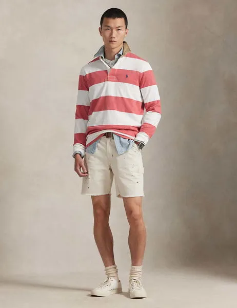 Knit-Rugby-Pullover Sweater Red