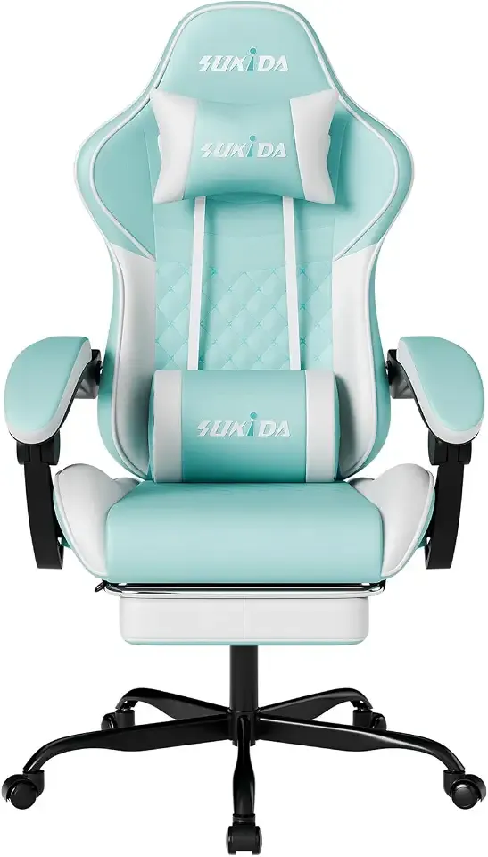 Ergonomic Video Gamer Chairs Gaming Computer Chair Gamer Chairs for Adults Massage Lumbar Support Swivel Height Adjustable Headrest Backrest