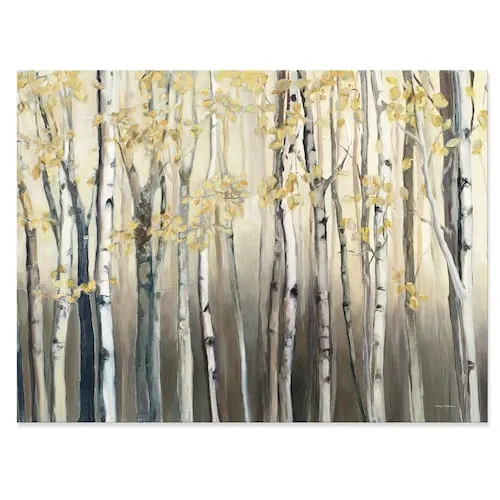 'Golden Birch Forest I' Landscapes Premium Canvas Wall Art - 32x16