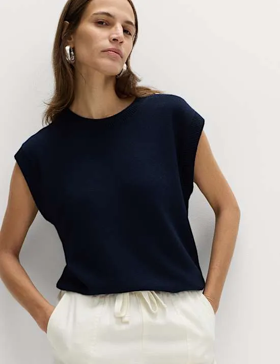 Muscle Knitted Vest with Linen