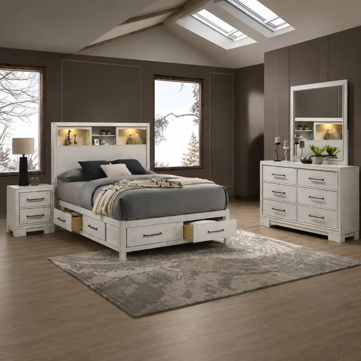 Ava Queen Size (4-Piece) Bedroom Set by Best Home - White