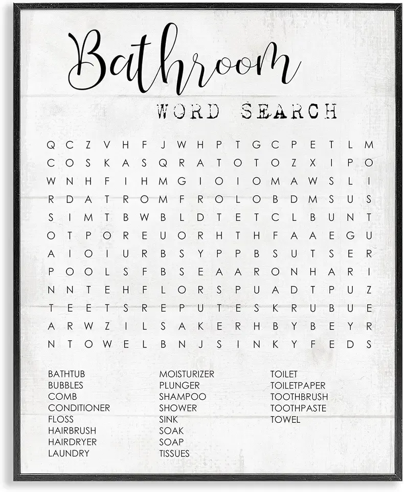 Stupell Industries Bathroom Search Fun Family Word, Design by Daphne Polselli Wall Art, 11 x 14, Black | Stupell Industries · By Lil' Rue · Ready to hang · Fun gift for bathroom decor · Made in USA