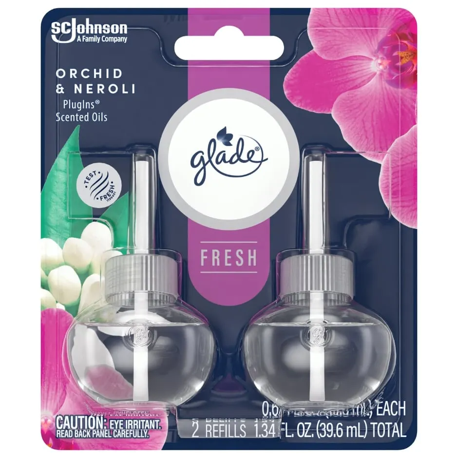 Glade PlugIns Scented Oil Refills, Orchid & Neroli, 0.67oz Each, Pack of 2