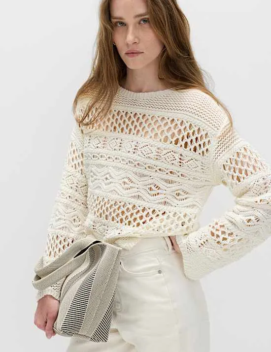 Cotton Rich Textured Cropped Jumper