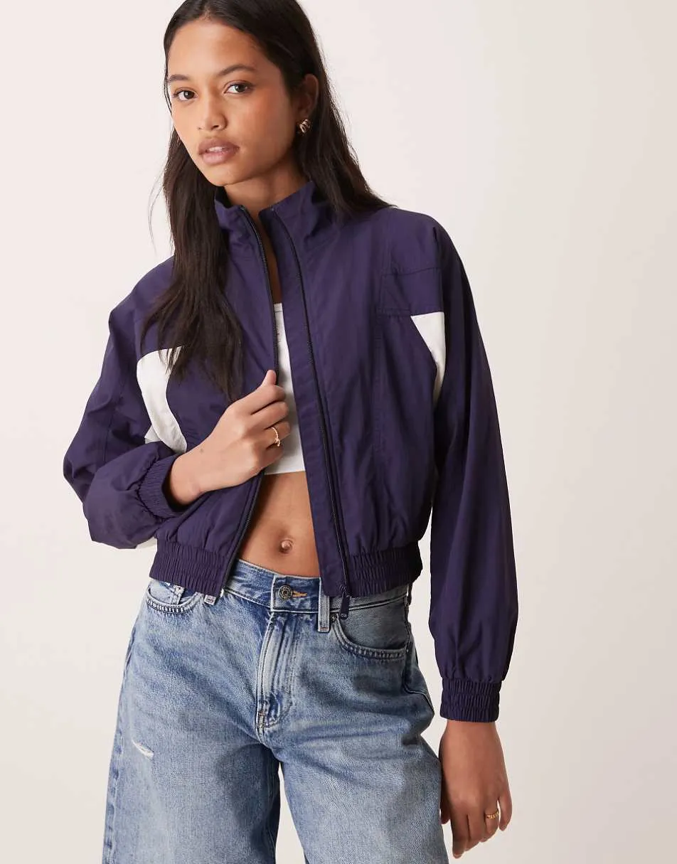 Calvin Klein Jeans cropped colourblock jacket in navy and white