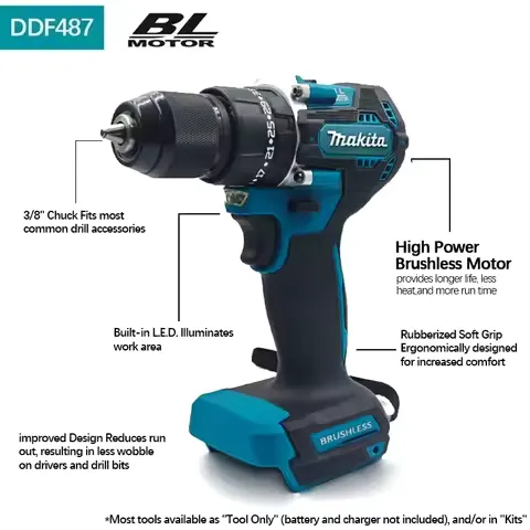 Makita DDF48718V Brushless Driver Drill 2-Speed 10mm Keyless Chuck Power Tool for Woodworking Metal Drilling Household DIY