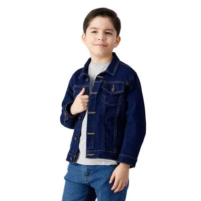 Chamarra Hummo Kids Niño De Mezclilla Lisa Con Bolsas