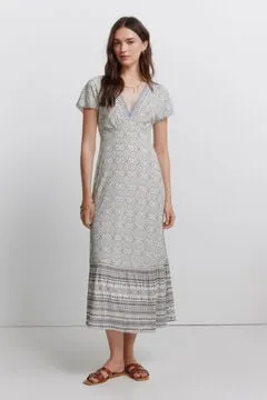 Vestido estampado cenefa escote