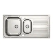 Evier inoxydable 1,5 bac encastré gris 100x50x15,5 cm