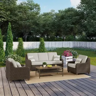 Thomasville Barston 4-piece Outdoor Patio Seating with Kick-out Foot Rests