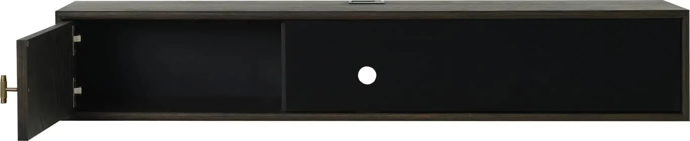 Lyon vegg TV benk liten H23x133x32cm med veggoppheng brunlakkert eikefiner