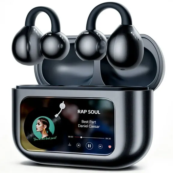 Best seller, STA Open Ear Clip-On Earbuds, LCD Touch Screen,Bluetooth 5.4 Sports Earphones,ENC Call Noise Cancelling Earphones with Mic,Ear Clip Earbuds,Bass Boost,IPX7 Waterproof,60H Playtime,Lightweight, $20.69, Was $199.95