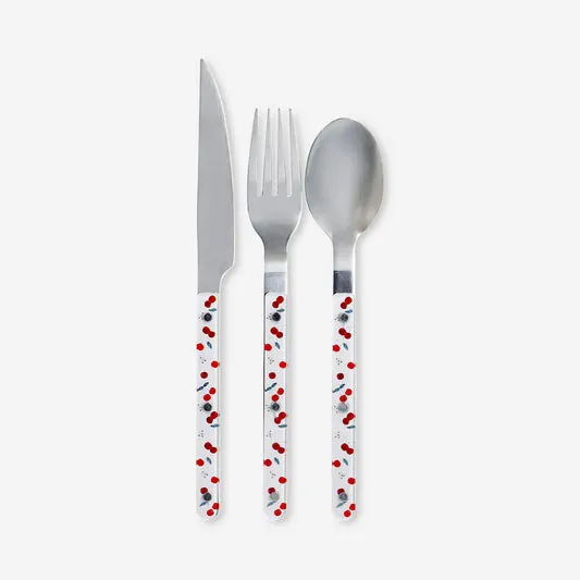 Cutlery set with cherry print - 3...